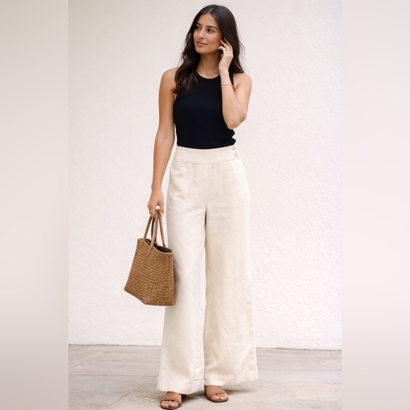 Lauren Ralph Lauren Pants - Lauren Ralph Lauren 100% Linen Wide Leg Pants – Ivory | Size 10